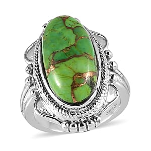 Mojave Green Turquoise 8.50 ctw Solitaire Ring in Stainless Steel (Size 8.0)