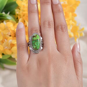 Mojave Green Turquoise 8.50 ctw Solitaire Ring in Stainless Steel (Size 8.0)