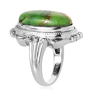 Mojave Green Turquoise 8.50 ctw Solitaire Ring in Stainless Steel (Size 8.0)