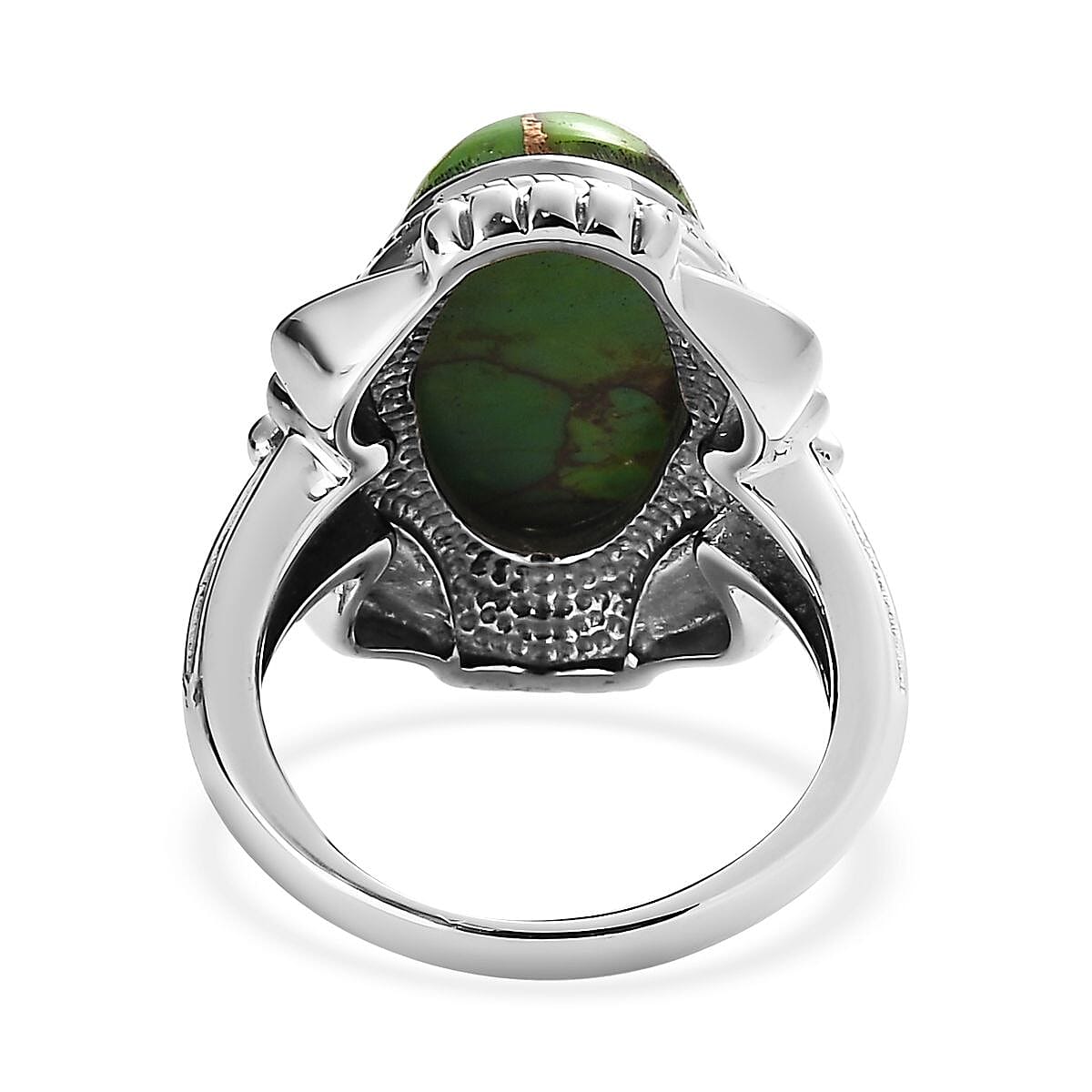 Mojave Green Turquoise 8.50 ctw Solitaire Ring in Stainless Steel (Size 8.0) image number 4