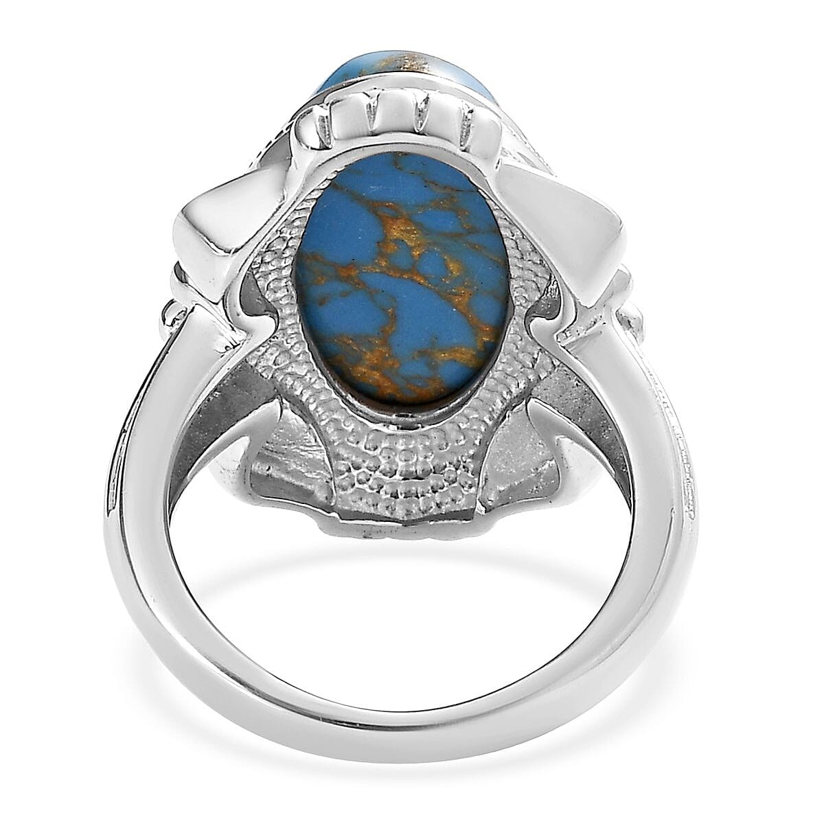 Mojave Blue Turquoise 7.65 ctw Solitaire Ring in Stainless Steel (Size 8.0) image number 4