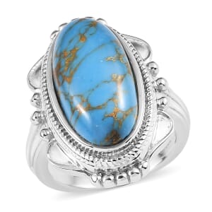 Mojave Blue Turquoise 7.65 ctw Solitaire Ring in Stainless Steel (Size 9.0)