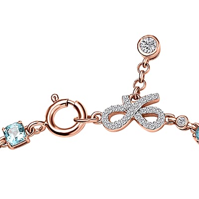 D'Joy Martha Rocha Kunzite and Multi Gemstone 9.65 ctw Love Knot Bracelet in 18K Vermeil Rose Gold Over Sterling Silver (7.25 In)