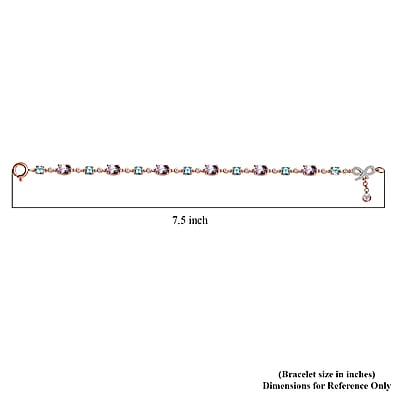 D'Joy Martha Rocha Kunzite and Multi Gemstone 9.65 ctw Love Knot Bracelet in 18K Vermeil Rose Gold Over Sterling Silver (7.25 In)