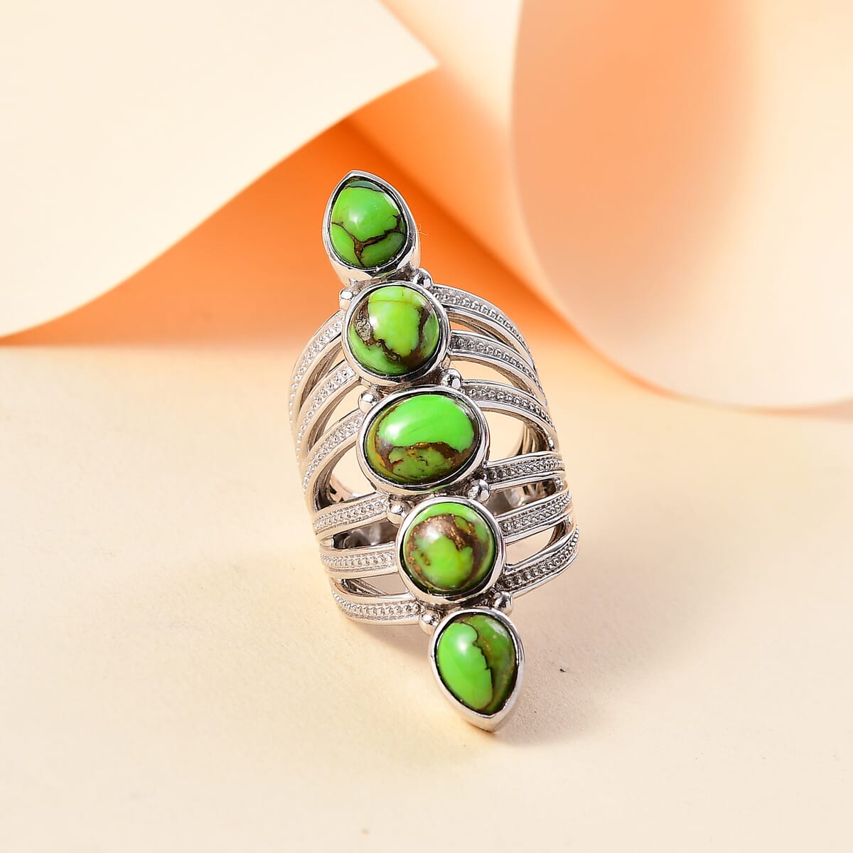 Karis Mojave Green Turquoise 7.00 ctw Ring in Platinum Bond (Size  6.0) image number 1