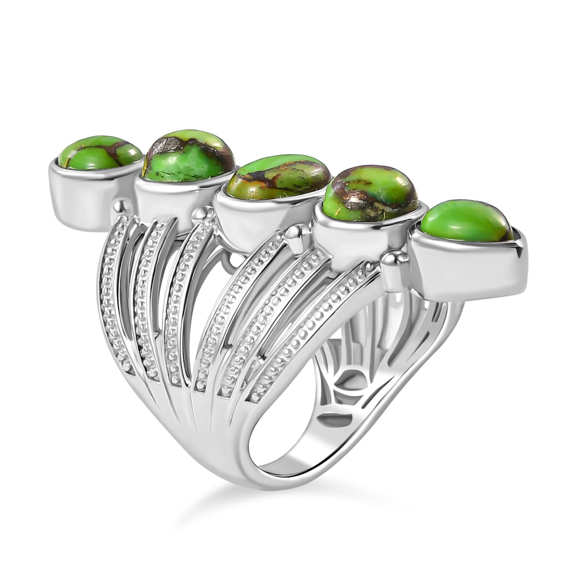 Karis Mojave Green Turquoise 7.00 ctw Ring in Platinum Bond (Size  6.0) image number 3