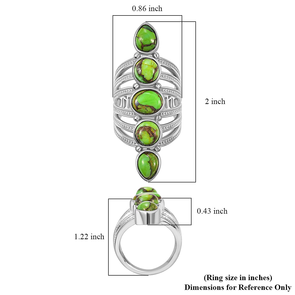 Karis Mojave Green Turquoise 7.00 ctw Ring in Platinum Bond (Size  8.0) image number 5