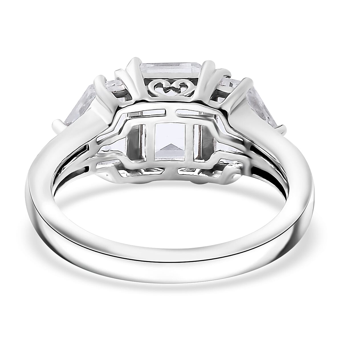 Karis White Topaz 3.85 ctw 3 Stone Ring in Platinum Bond (Size 11.0)  image number 4