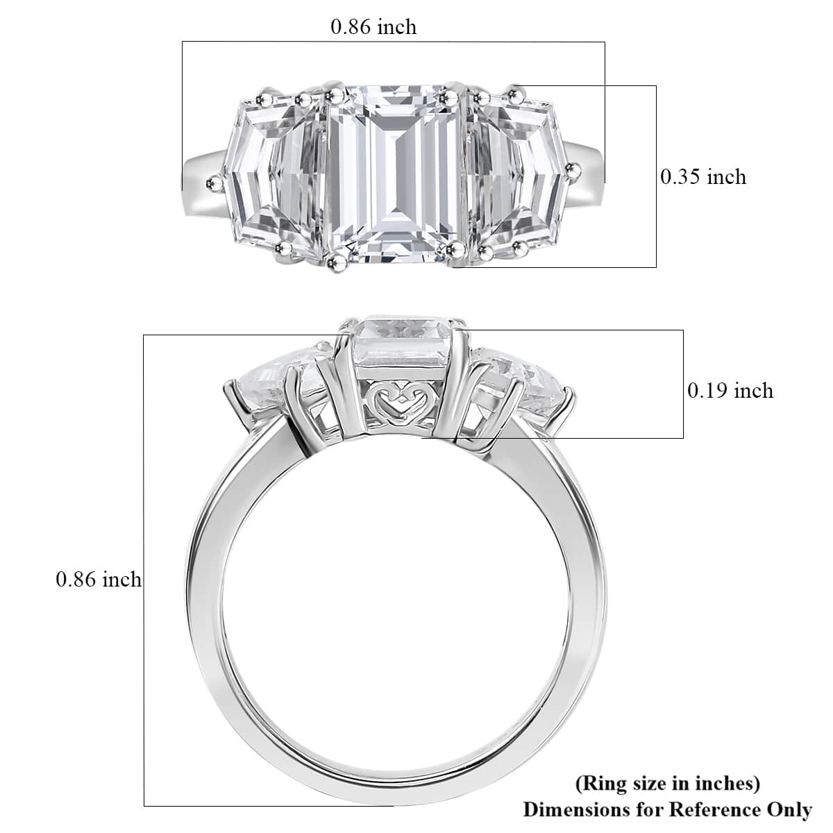 Karis White Topaz 3.85 ctw 3 Stone Ring in Platinum Bond (Size 7.0)  image number 5