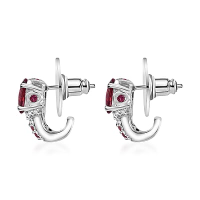 D'Joy Premium Ouro Fino Rubellite and White Zircon 2.00 ctw Eternal Glow Earrings in Rhodium Over Sterling Silver