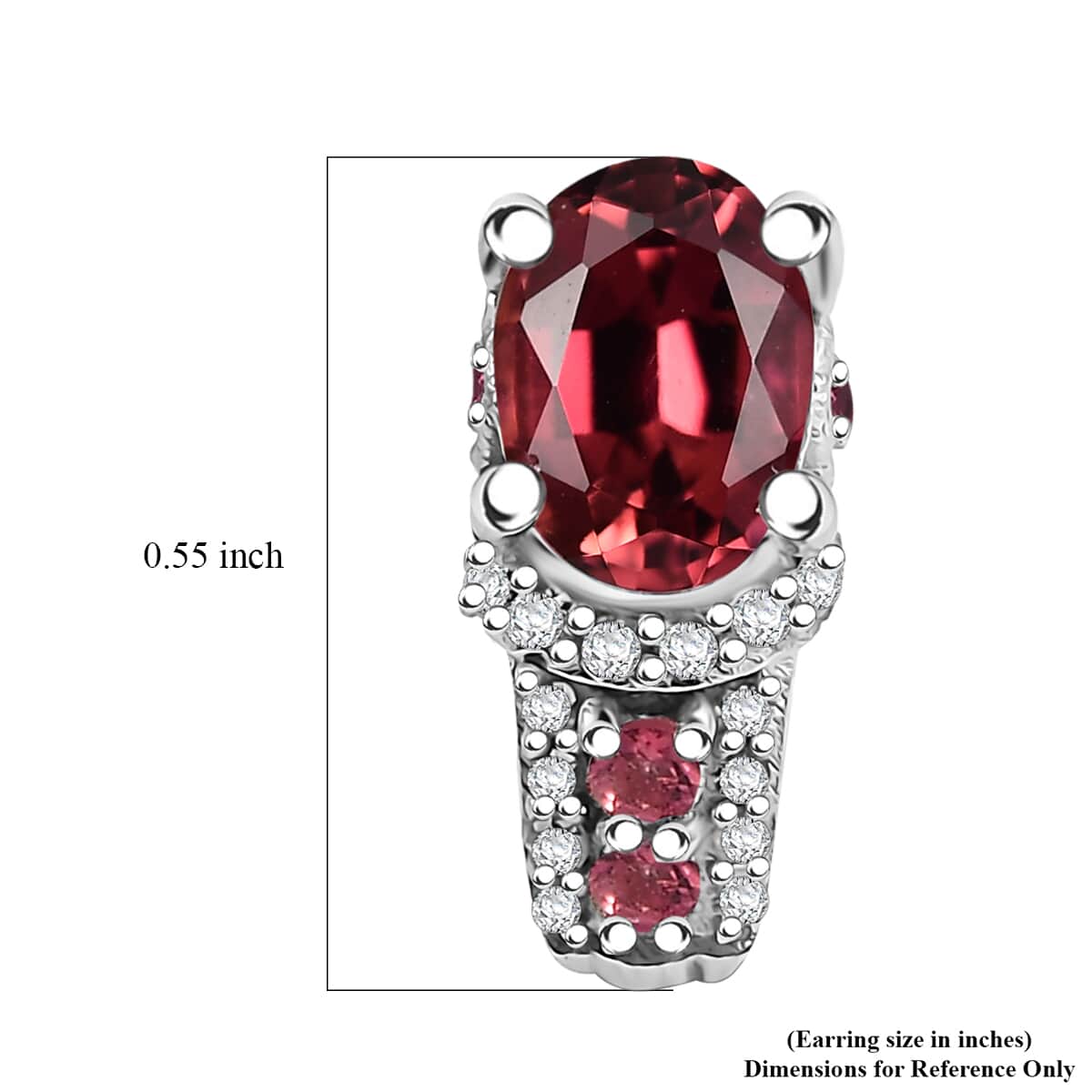 TLV Premium Ouro Fino Rubellite, White Zircon Earrings in Rhodium Over Sterling Silver 2.00 ctw image number 4