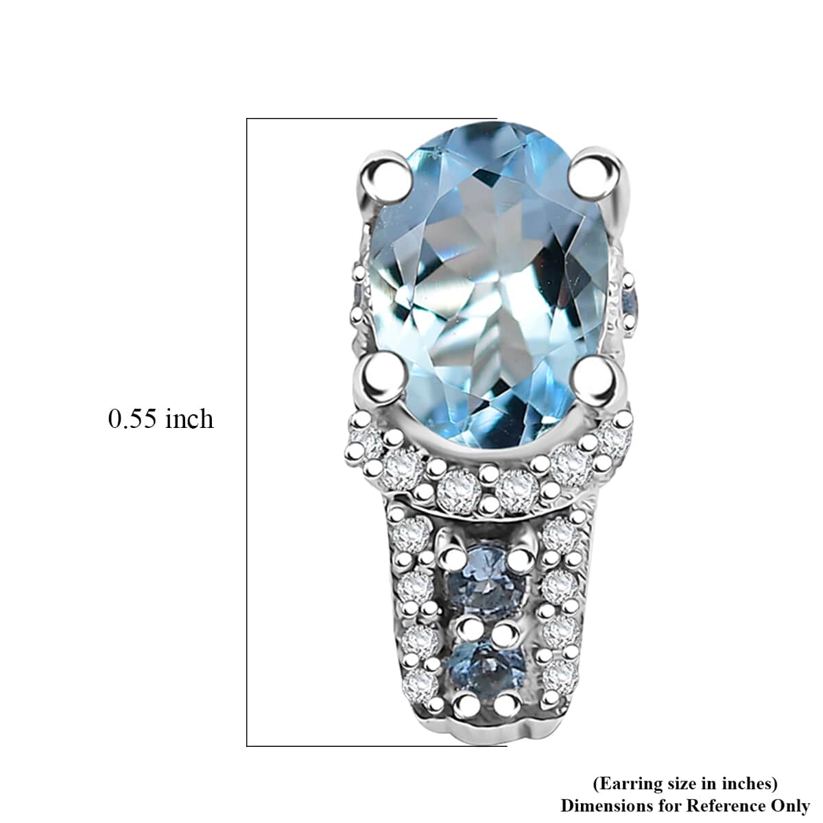 Premium Santa Maria Aquamarine and White Zircon 1.65 ctw Eternal Glow Earrings in Rhodium Over Sterling Silver image number 4