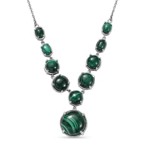 Karis African Malachite 40.50 ctw Necklace in Platinum Bond 18 Inches