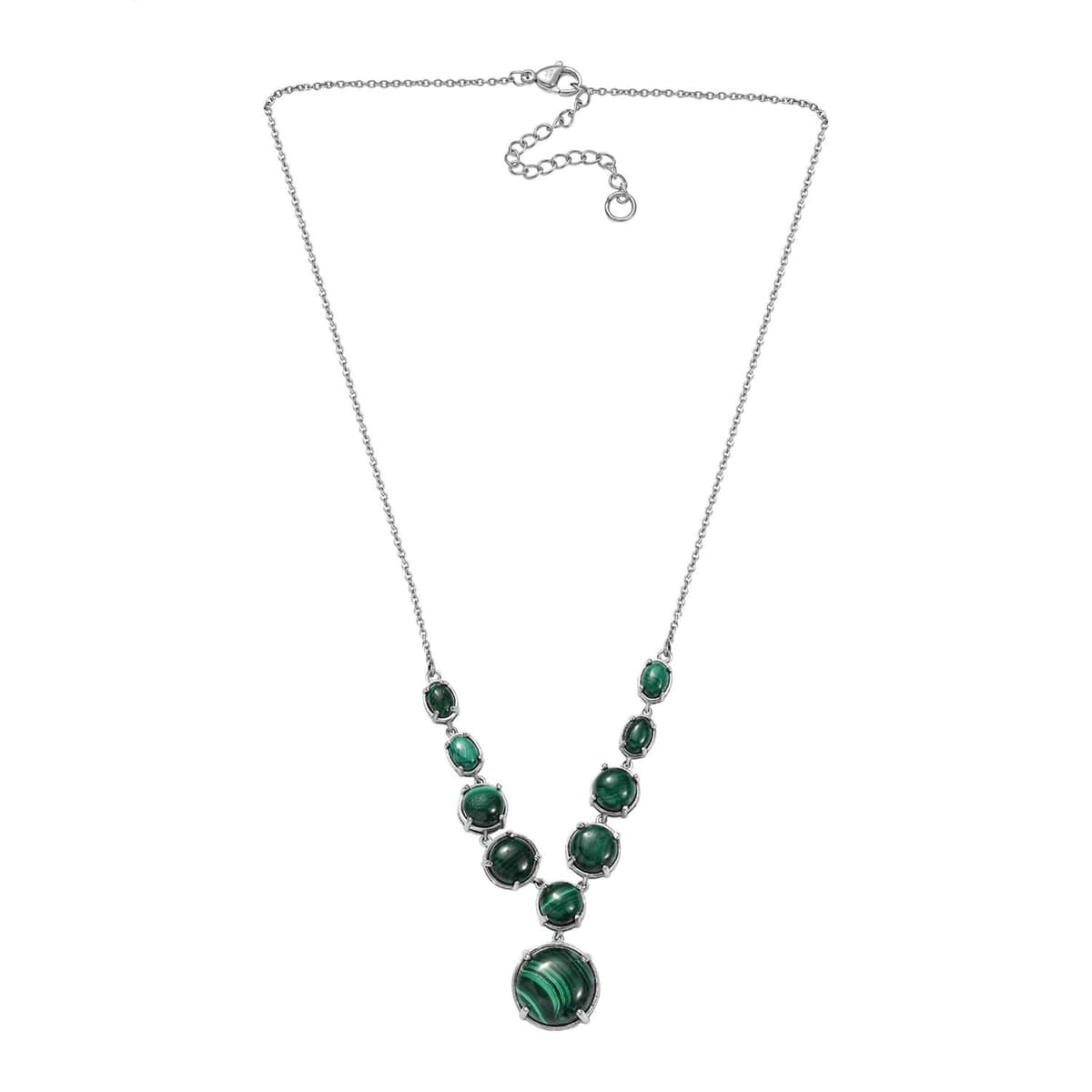 Karis African Malachite 40.50 ctw Necklace in Platinum Bond 18 Inches image number 3