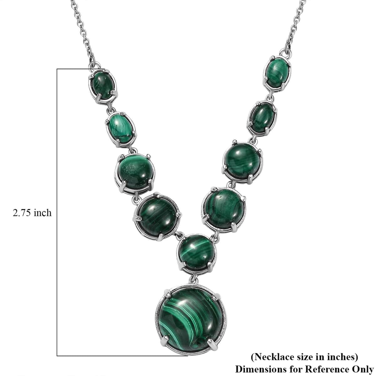 Karis African Malachite 40.50 ctw Necklace in Platinum Bond 18 Inches image number 5