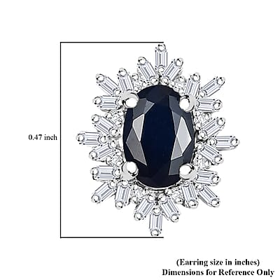 Premium Kanchanaburi Blue Sapphire and G-H I2 Diamond 1.45 ctw Stud Earrings in 10K White Gold