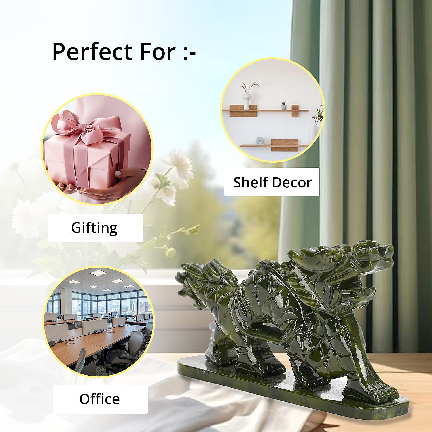 Green Serpentine Dragon Tabletop Figurine