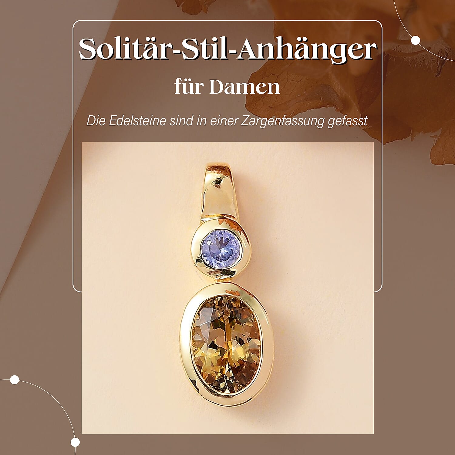 Natural Golden Tanzanite and Tanzanite 1.19 ctw Pendant in 18K Vermeil Yellow Gold Over Sterling Silver