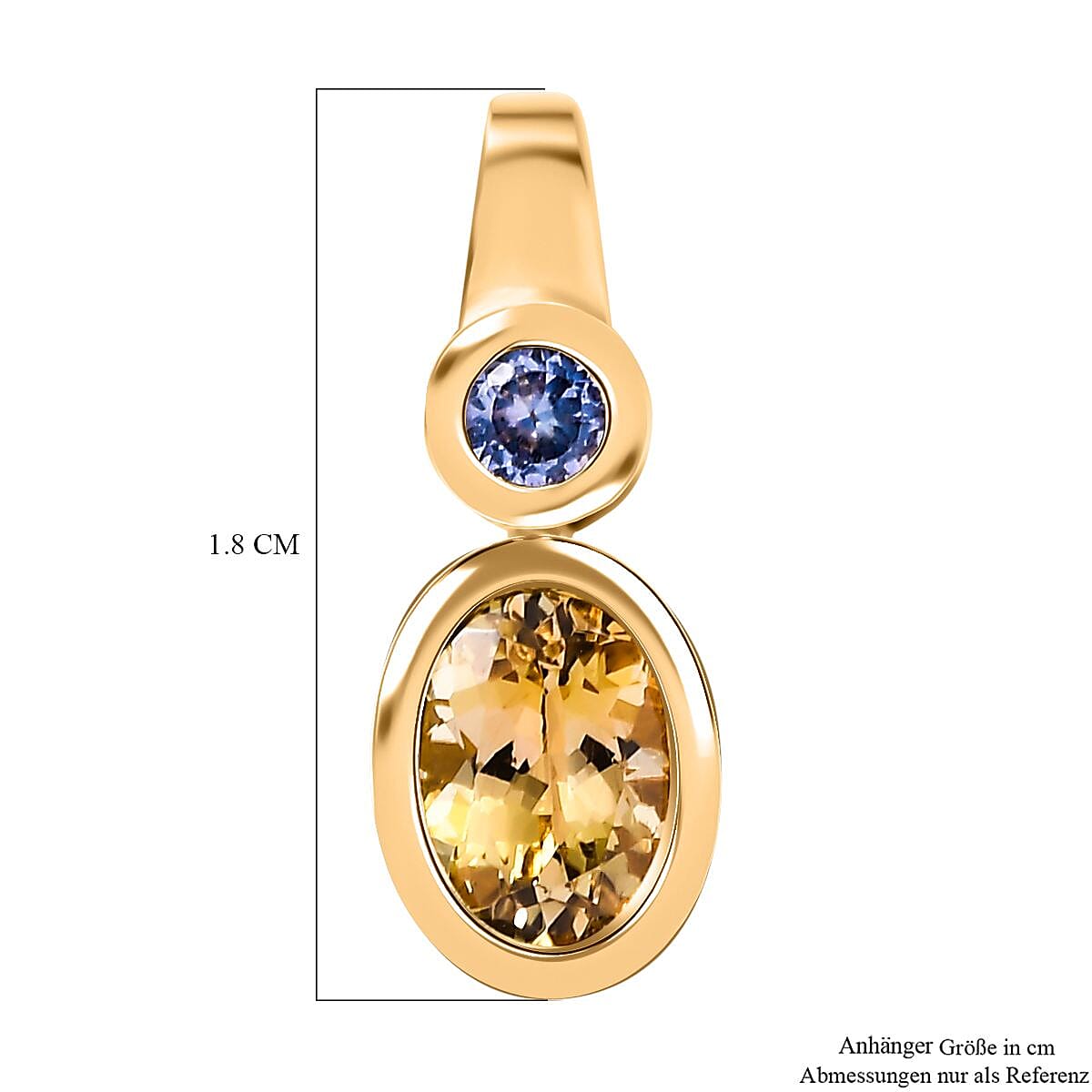 Natural Golden Tanzanite and Tanzanite 1.19 ctw Pendant in 18K Vermeil Yellow Gold Over Sterling Silver