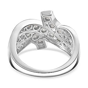 White Diamond 0.15 ctw Fancy Ring in Rhodium Over Sterling Silver (Size 6.5)