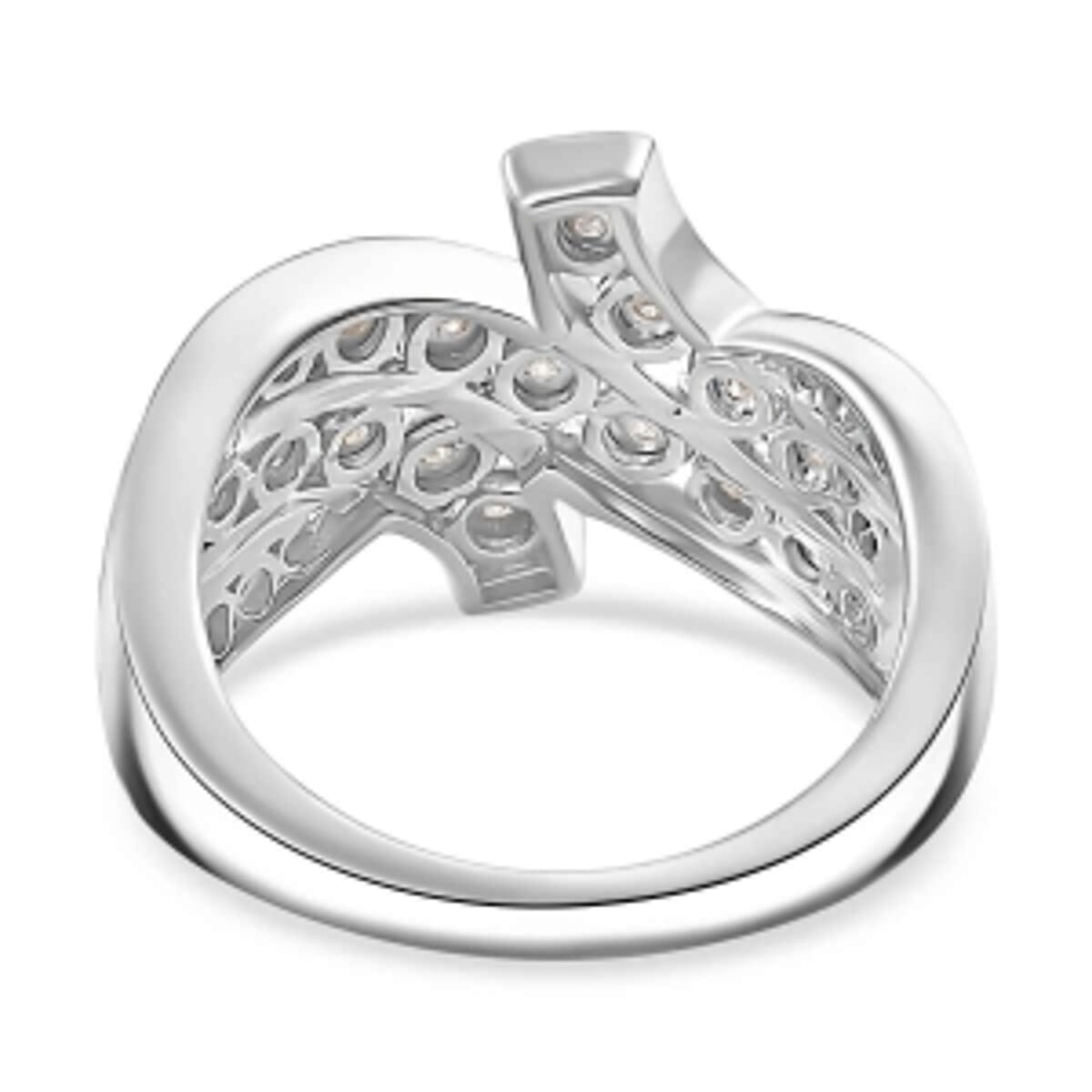 White Diamond 0.15 ctw Fancy Ring in Rhodium Over Sterling Silver (Size 8) image number 5