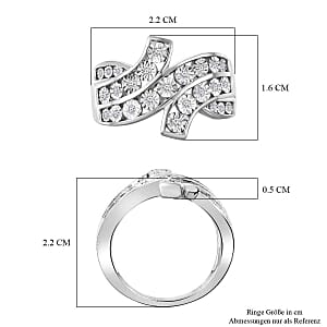 White Diamond 0.15 ctw Fancy Ring in Rhodium Over Sterling Silver (Size 8)