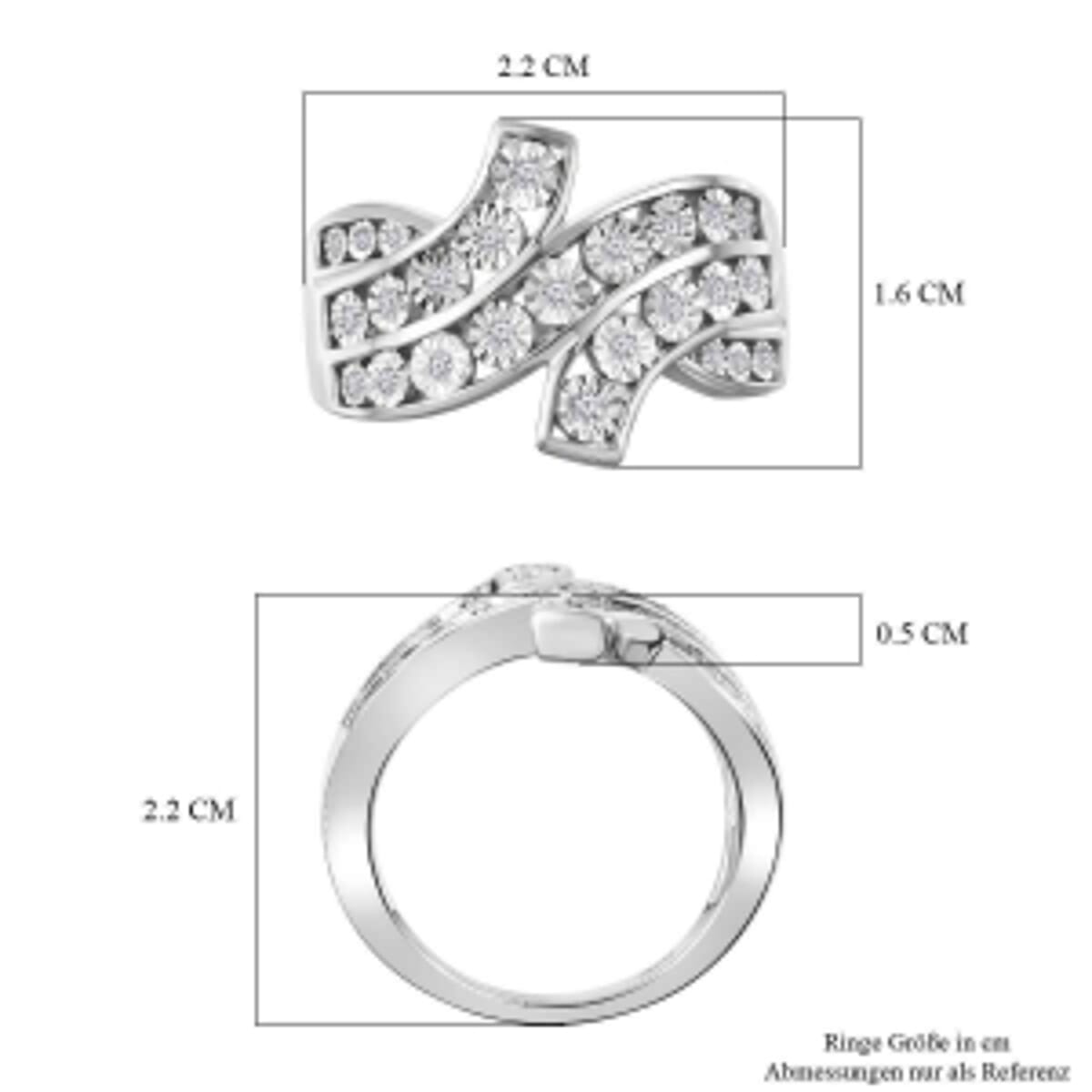 White Diamond 0.15 ctw Fancy Ring in Rhodium Over Sterling Silver (Size 8) image number 6