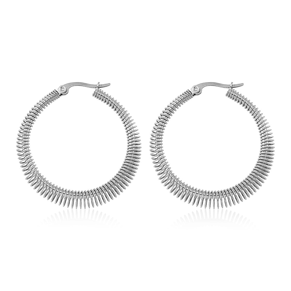 Textured Hoop Earrings in Stainless Steel