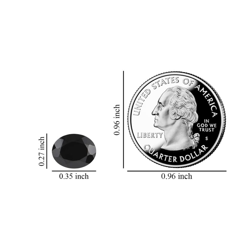 Premium Thai Black Spinel Set of 2 (Oval 9x7 mm) 3.57 ctw Loose gemstone