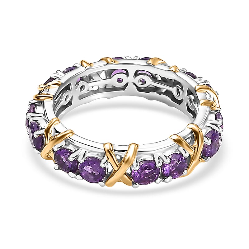 African Amethyst 1.70 ctw Ring in 18K Vermeil YG and Rhodium Over Sterling Silver (Size 6.0)