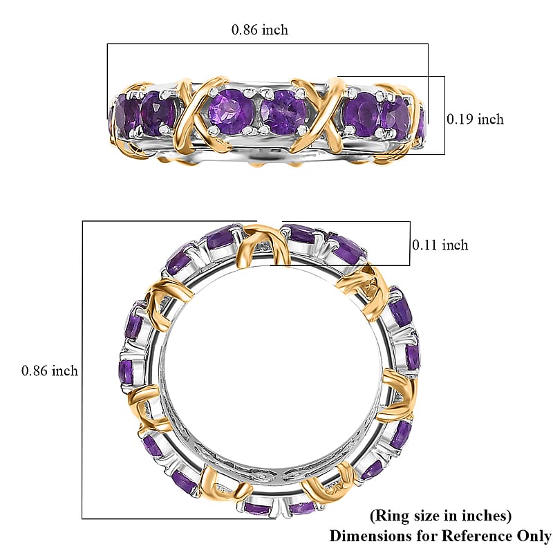 African Amethyst 1.70 ctw Ring in 18K Vermeil YG and Rhodium Over Sterling Silver (Size 6.0)