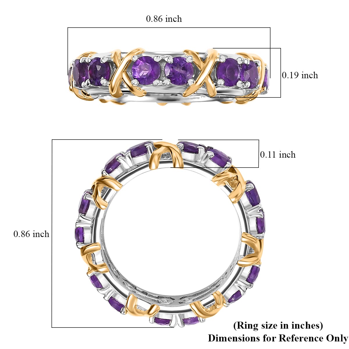 African Amethyst 1.70 ctw Ring in 18K Vermeil YG and Rhodium Over Sterling Silver (Size 8.0) image number 5