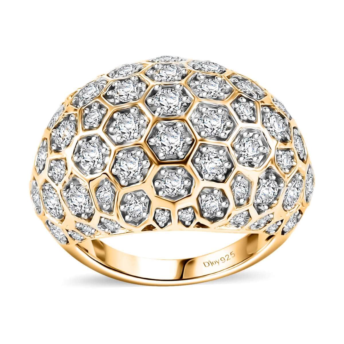 Moissanite 2.15 ctw Honeycomb Ring in 18K Vermeil Yellow Gold Over Sterling Silver (Size 6.0) image number 0