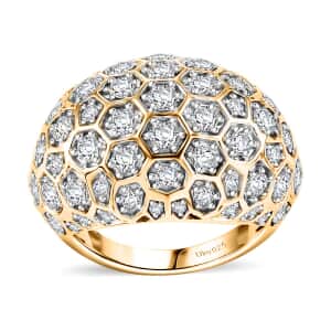 Moissanite 2.15 ctw Honeycomb Ring in 18K Vermeil Yellow Gold Over Sterling Silver (Size 6.0)