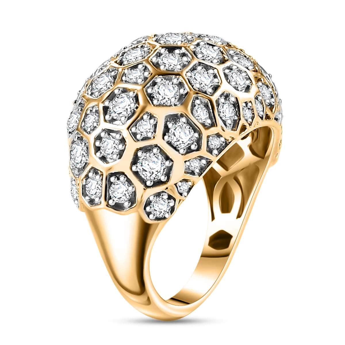 Moissanite 2.15 ctw Honeycomb Ring in 18K Vermeil Yellow Gold Over Sterling Silver (Size 6.0) image number 3