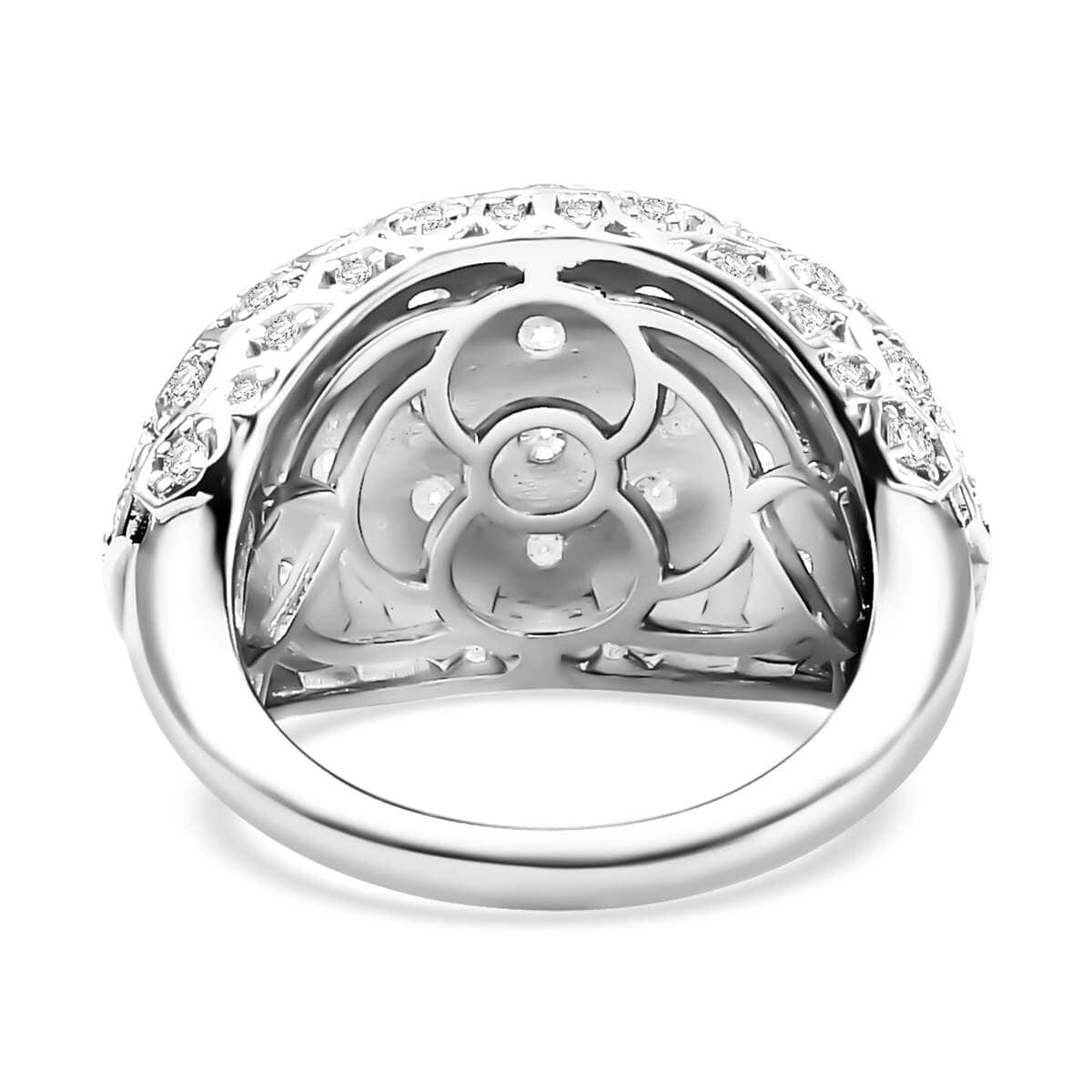 Moissanite 2.15 ctw Honeycomb Ring in Rhodium Over Sterling Silver (Size 7.0) image number 4