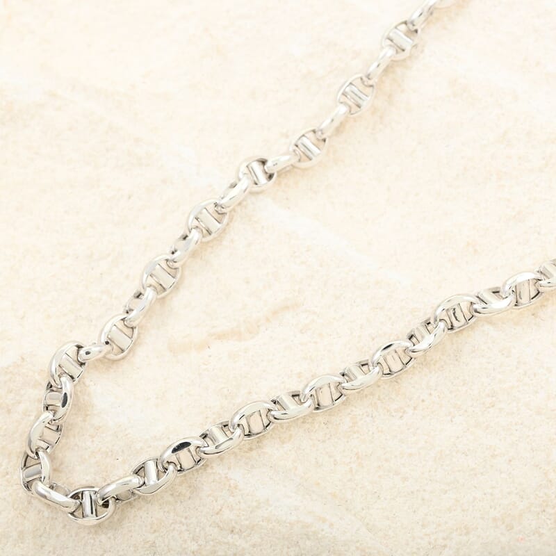 4.15mm Filk Chain Necklace in 14K White Gold 9.45 Grams 24 Inches