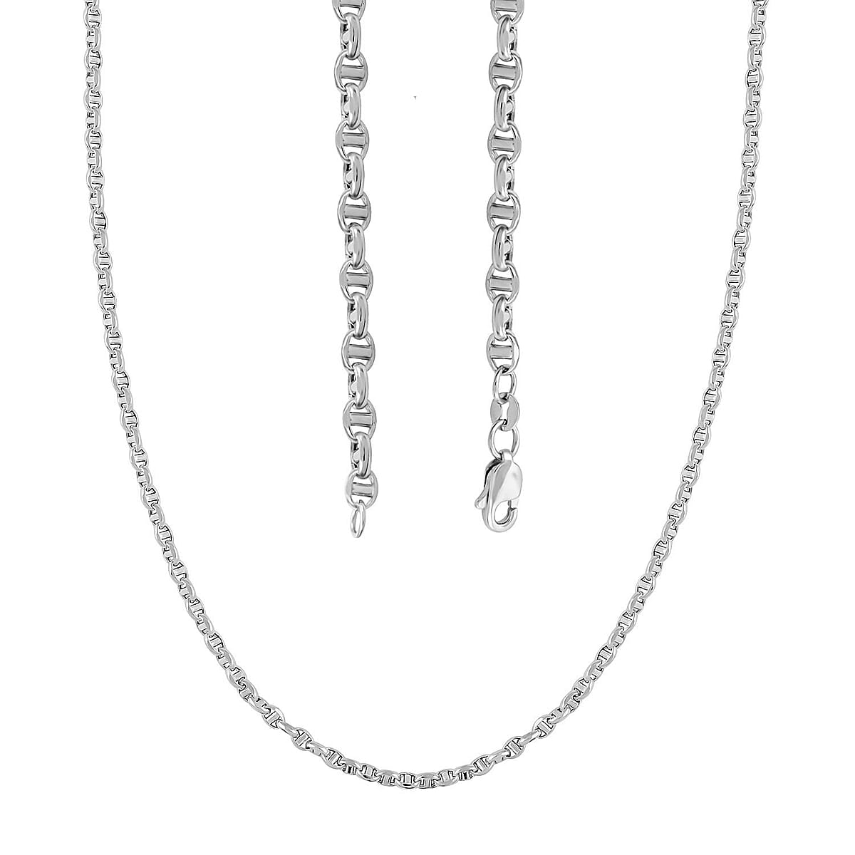 4.15mm Filk Chain Necklace in 14K White Gold 9.45 Grams 24 Inches image number 3