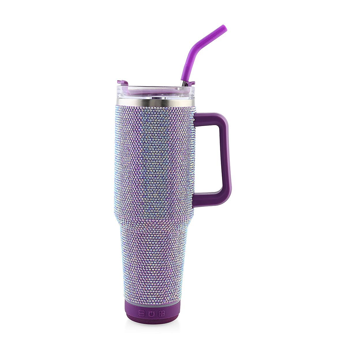 Closeout Purple Crystals 40 oz Stainles Steel Tumbler with Speaker