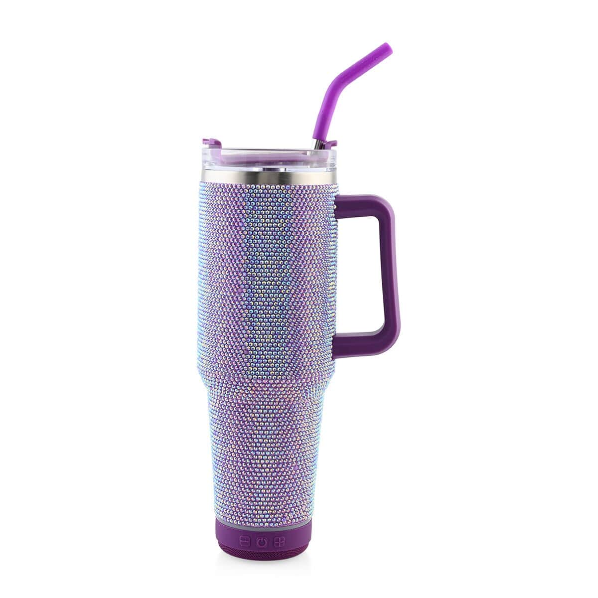 Purple Crystals 40 oz Stainles Steel Tumbler with Speaker image number 1