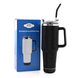 Closeout Black Crystals 40 oz Stainles Steel Tumbler with Speaker
