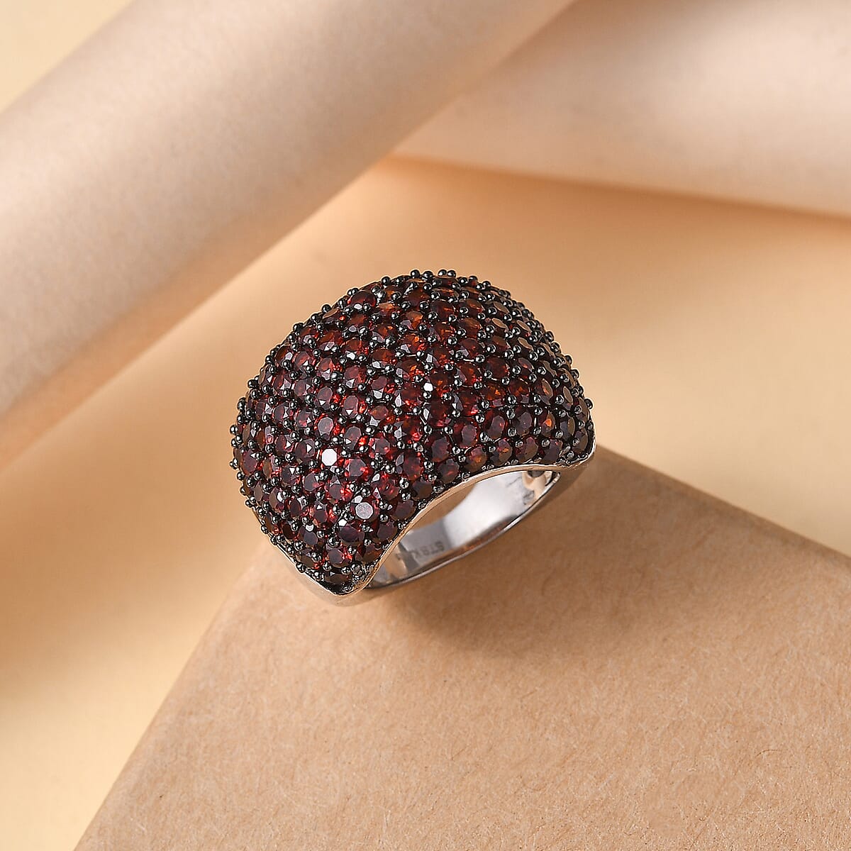 Karis Mozambique Garnet 8.30 ctw Dome Ring in Platinum Bond (Size 8.0) image number 1