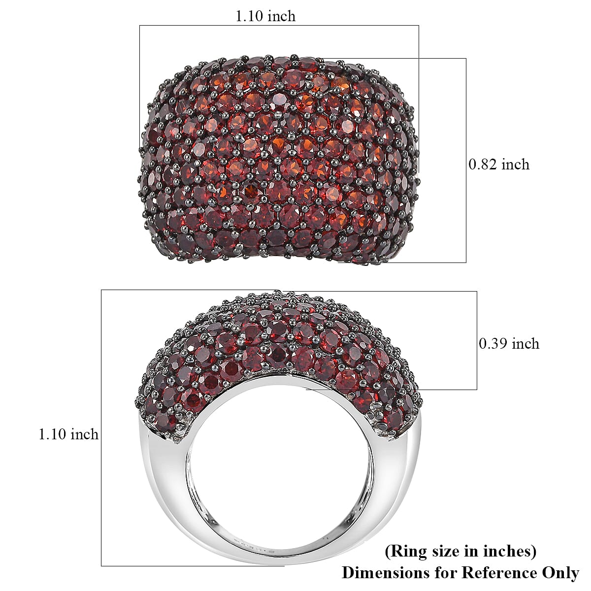 Karis Mozambique Garnet 8.30 ctw Dome Ring in Platinum Bond (Size 8.0) image number 5