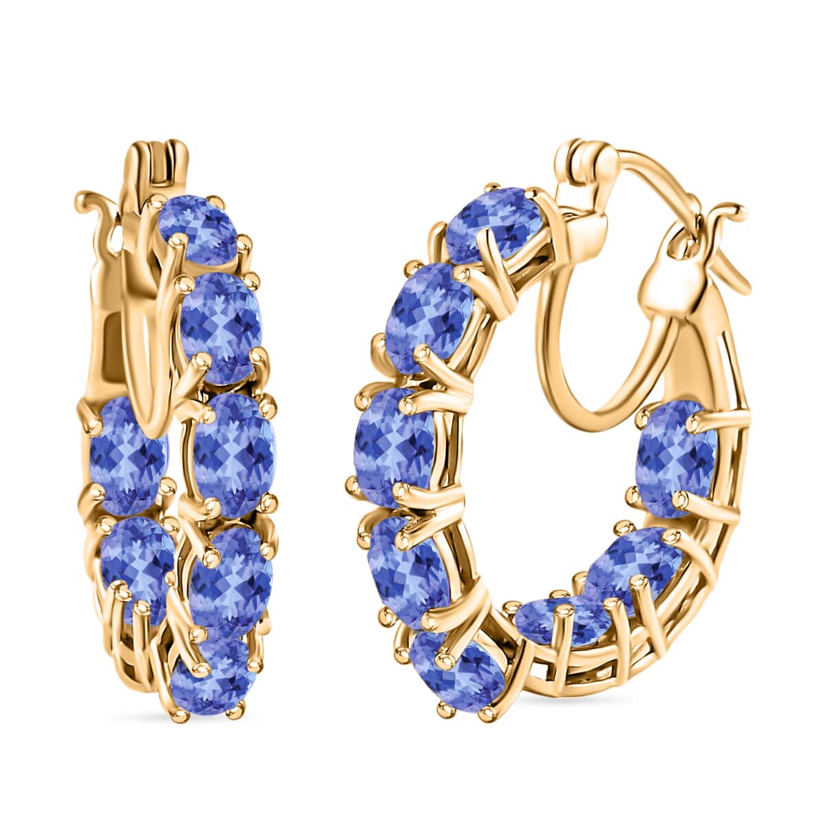 Tanzanite 7.68 ctw Inside Out Hoop Earrings in 18K Vermeil Yellow Gold Over Sterling Silver image number 0