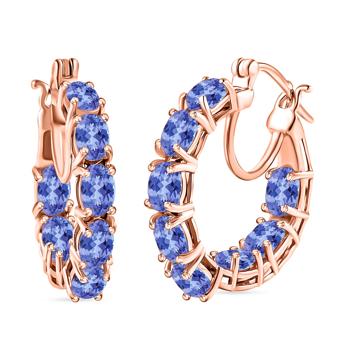Tanzanite 7.68 ctw Inside Out Hoop Earrings in 18K Vermeil Rose Gold Over Sterling Silver image number 0