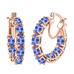 Tanzanite 7.68 ctw Inside Out Hoop Earrings in 18K Vermeil Rose Gold Over Sterling Silver