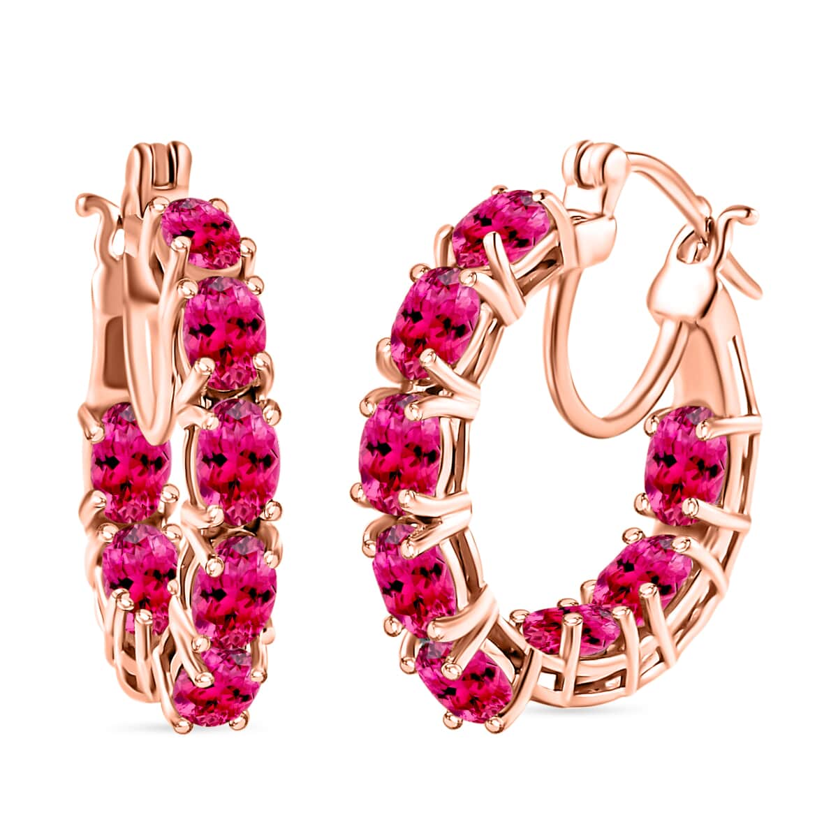 Ouro Fino Rubellite 7.68 ctw Inside-out Hoop Earring in 18K Vermeil Rose Gold Over Sterling Silver image number 0