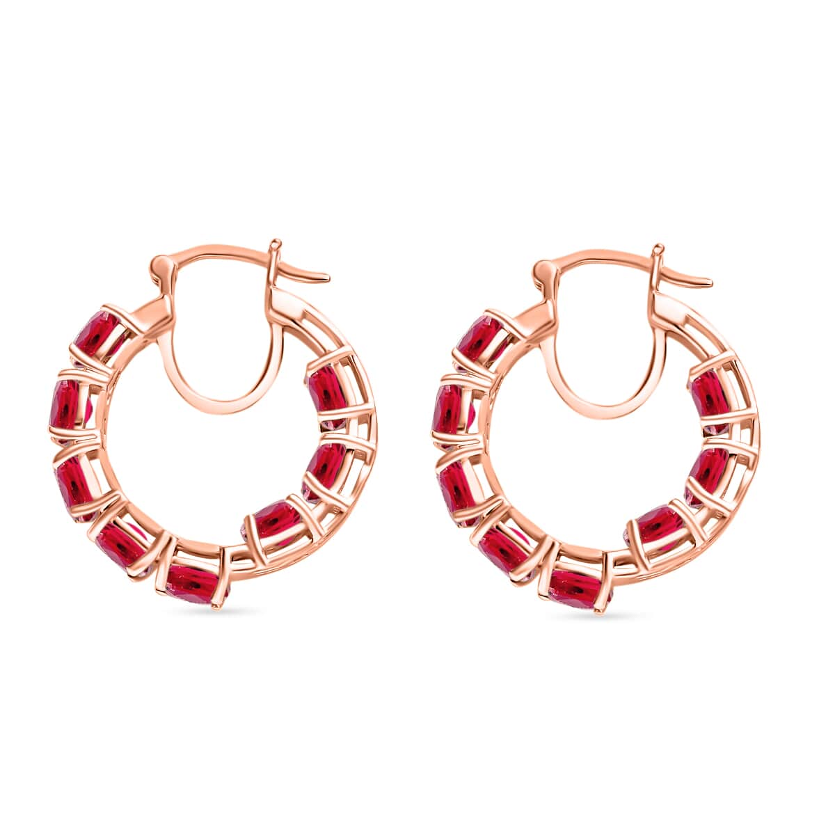 Ouro Fino Rubellite 7.68 ctw Inside-out Hoop Earring in 18K Vermeil Rose Gold Over Sterling Silver image number 2