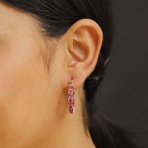 Ouro Fino Rubellite 7.68 ctw Inside-out Hoop Earring in 18K Vermeil Rose Gold Over Sterling Silver