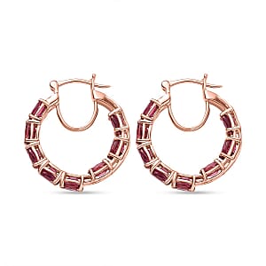 Ouro Fino Rubellite 7.68 ctw Inside-out Hoop Earring in 18K Vermeil Rose Gold Over Sterling Silver